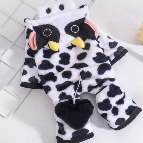 Dog puppy pet cat Halloween Cow Costume moo black white hoodie XXL - Picture 2 of 5